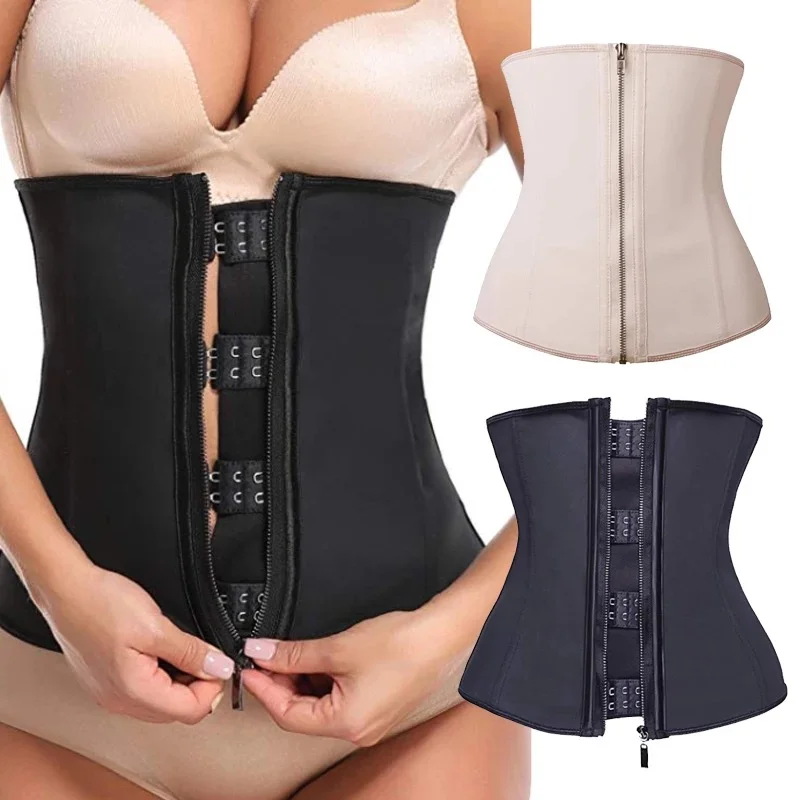 Corset Minceur En Latex Zip & Crochets 7 Baleines