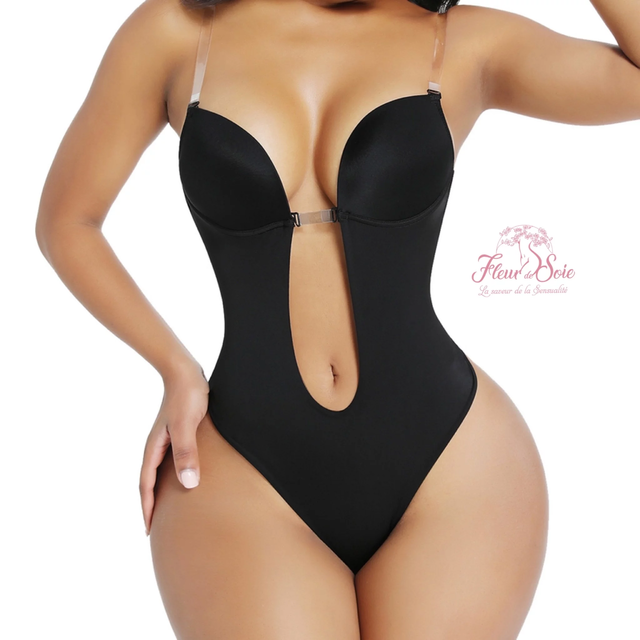 C6942DF6-BBA2-4CAF-9A2A-0997B397BF88 Body Gainant Dos Nu Plongeant en V, Body Shaper Femme Amincissante à Bretelles Invisibles